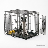 Cage pour chien moderne, chenil, cage pour animaux de compagnie, pour grands chiens, construction métallique respirante, design empilable, plateau en plastique, fermeture à bouton