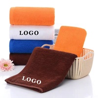 Usine Personnaliser LOGO En Gros Bleu et Orange Couleur Conception Serviette De Visage En Coton pour Hôtel Salon De Beauté