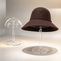 Support réglable en hauteur pour perruques et chapeaux en acrylique antidérapant, avec design fonctionnel pour chapeaux en mousse et perruques, noir et transparent