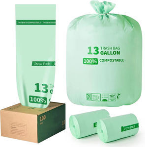 China Manufactures Bio Degradable Compostable Corn Starch PLA Custom Trash Can <strong>Liner</strong> Plastic Green Roll Disposable Garbage Bag - Product Image 1