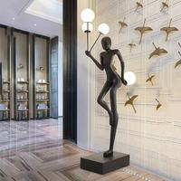 Lampadaire Sculpture Moderne Figure Abstraite Lampe LED Artistique Humanoïde de Luxe en Résine de Fibre de Verre pour Décoration d'Hôtel, de Salon et de Maison