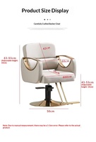 Fauteuil de Barbier Hydraulique Professionnel Robuste, Chaise de Coiffure de Salon avec Base Chromée Bleu-Gris pour Salon de Coiffure et Mobilier de Salon de Beauté