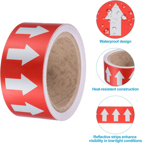 Self-Adhesive Rubber PVC Waterproof Flow Identification Directional Arrow Tape Reflective Floor Marking Laminated Vinyl Masking