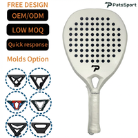 Carbonfaser-Padel-Schläger, Diamantform, 38 mm dick, 3-lagiger EVA-Kern, 365 g, matt perlweiß, Paddle-Tennis-Schläger