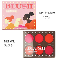 Palette de Fard à Joues Poudre Mat 6 Couleurs, Maquillage Visage en Gros, En Stock