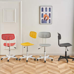 Chaise de bureau moderne minimaliste, réglable en hauteur, pivotante avec roulettes, sans accoudoirs, inclinable, pour la maison, le bureau, l'étude, la chambre à coucher - Product Image 4