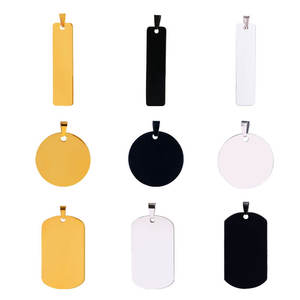Logo personnalisé gravé en acier inoxydable blanc métal breloques étiquette d'identification anti-perte or argent pendentif pour <span class=keywords><strong>bricolage</strong></span> collier bracelet - Product Image 1