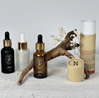 Bouteille en Verre Compte-Gouttes d'Huile Essentielle Verte de 30 ml et 100 ml avec Bouchon Doré, Emballage Tube en Papier Personnalisé – Vente en Gros
