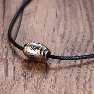 Collier pendentif vintage pour homme en acier inoxydable et acier titane, motif géométrique, plaqué or, style chinois, six <span class=keywords><strong>mots</strong></span>, corde rétro - Product Image 1