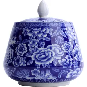 blue-and-white china flower design home kitchen canister oriental ceramic jars