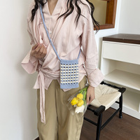 Sac bandoulière pour téléphone en crochet fait main, ajouré, color block, mini, bohème, décontracté, pour les vacances d'été à la plage, pour femme