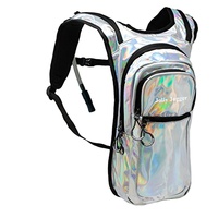 Sac d'hydratation personnalisé en cuir PU laser scintillant pour rave, avec poche à eau de 2L