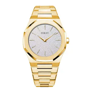 Reloj de acero inoxidable de 5atm para hombre, pulsera minimalista de lujo, OEM, Israel, Color chapado