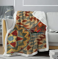 Couverture en polaire douce grise avec logo personnalisé, motif coloré Ethiopie Moseb, couverture Sherpa, couverture d'hiver taille king