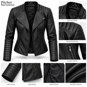 Chaqueta de Cuero para Mujer al por Mayor para Marcas de Moda en Línea de EE. UU., Proveedor de Chaquetas de Cuero para Mujer para Comercio Electrónico, OEM - Product Image 6