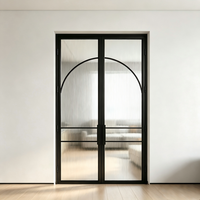 Portes intérieures en verre à charnières en acier avec cadre en fer |   Portes intérieures vitrées résidentielles pour maison et appartement
