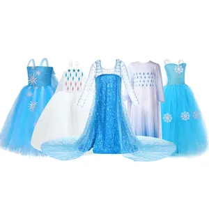 Zomer Kinderkleding Blauw Frozen Baby Snow Queen Party Wear Elsa Cosplay Casual Frozen 2 Girl Jurk