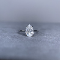 SPJ diseño de lujo S925 plata esterlina corte pera 7*10mm Halo anillo Cubic Zirconia compromiso boda novia joyería para mujer