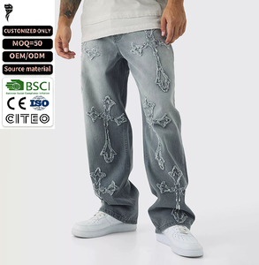 Jeans Casuales de Otoño a Rayas, Anchos y Holgados, Personalizados al por Mayor para Hombre - Product Image 1
