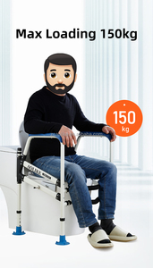 Có thể gập lại 4-chân hợp kim nhôm nhẹ <span class=keywords><strong>commode</strong></span> xử lý không trượt chân có thể điều chỉnh tay vịn 150kg Công suất phòng tắm an toàn - Product Image 5