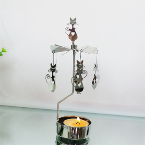 Benutzer definierte Metall Topper Karussell Kerze Tee licht halter Spinn kerzenhalter <span class=keywords><strong>Rotary</strong></span> Kerzenhalter Katze Für Weihnachten Kleines Geschenk - Product Image 4