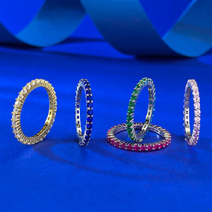 Bague en argent sterling 925 avec diamants et zircone, fine, élégante et unique, rouge / bleu / <span class=keywords><strong>vert</strong></span> - Product Image 2