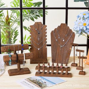 Solid Wood Jewelry Display Rack 8-Piece Set <b>Necklace</b> Earring <b>Ring</b> Stand Desktop Storage Organizer For Jewelry Showcase - Product Image 1