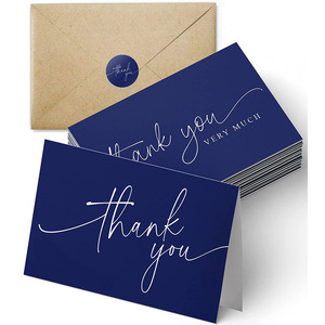 Tarjetas de Agradecimiento Plegables con Sobres y Pegatinas, Ecológicas, Reciclables, Minimalistas, con Notas en <span class=keywords><strong>Cursiva</strong></span>, para Cumpleaños y Cualquier Ocasión - Product Image 1