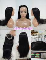 Peluca de Cabello Humano con Frente de Encaje 360 Full HD, con Cordón Ajustable, Sin Pegamento, Pre-Desplumada, Nudos Decolorados, Densidad 200, 14-28 Pulgadas para Mujer