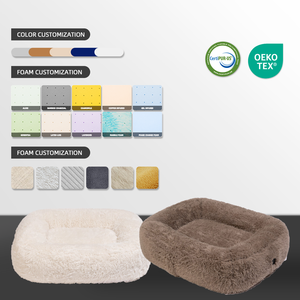 शेडेड मेमोरी फोम ऑर्थोपेडिक लंबे प्लग कुत्ते सोफे बिस्तर विरोधी पर्ची कस्टम हटाने योग्य मेमोरी फोम पालतू बिल्ली के बिस्तर - Product Image 3