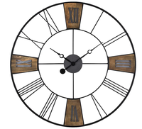 Horloge murale surdimensionnée squelette de fer grande taille chiffre romain or noir horloge classique rétro industrielle personnalisée