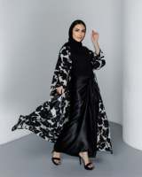 Vêtements ethniques de prière islamique, haut de gamme, arabe, ouvert, imprimé Floral, noir, Abaya, Hijab, dubaï, Robe musulmane, Ramadan