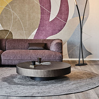 Ensemble table basse en verre de design italien Postmoderne Lumière Luxe Style moderne Grand appartement Villa Table basse en métal Combinaison