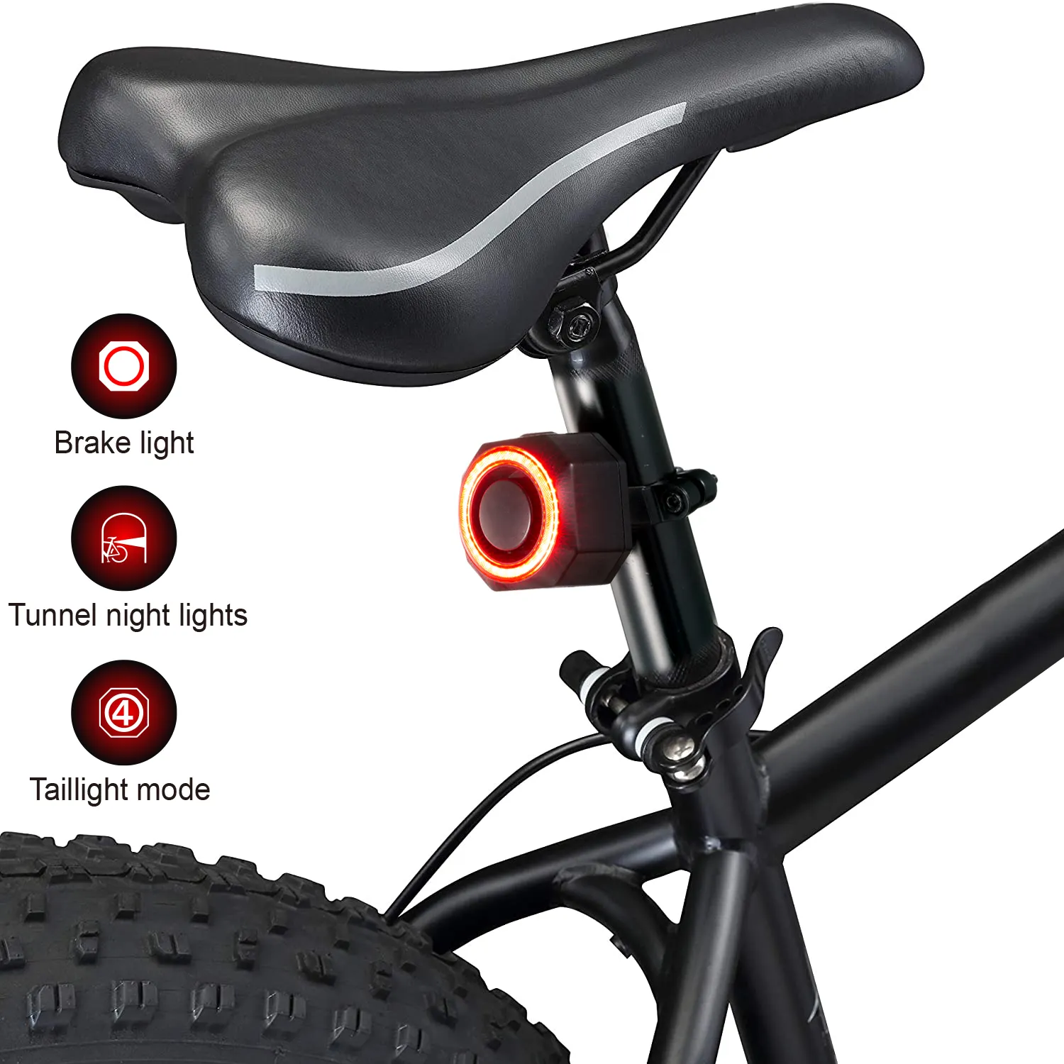 USB Rechargeable Bike Light Set Front and Back IP65 Kids Auto On/Off Flashing Lights Mount Cycling Kids Safety Brake Taillight