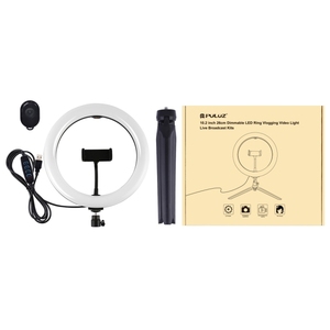 PULUZ 10.2 pouces 26cm alimenté par USB 3 modes à intensité variable double température <span class=keywords><strong>de</strong></span> couleur LED anneau <span class=keywords><strong>de</strong></span> lumière diffuse incurvé pour Vlogging Selfie - Product Image 6
