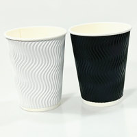 Le logo 12oz a imprimé les doubles tasses jetables de boissons de café de papier peint avec des couvercles