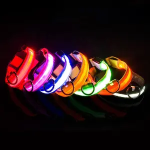 Fabrika toptan Light Up köpek tasması üreticileri özelleştirilmiş naylon Led köpek tasması