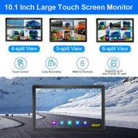 Grabadora DVR con Pantalla Táctil de 10.1 Pulgadas, Detección de Punto Ciego, Alarma ADAS BSD, Kit de Cámara de Respaldo 1080P 6CH para Camiones, Semirremolques y Autobuses