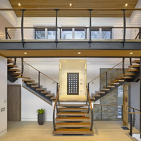 Escalier Optima au design moderne, escalier intérieur en bois massif, en forme de L, droit, flottant, à monopoutre, durable