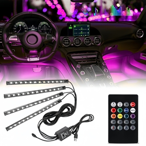 Bande lumineuse LED RGB pour l'<span class=keywords><strong>intérieur</strong></span> de la <span class=keywords><strong>voiture</strong></span>, 12 perles de lampe haute luminosité, lumière d'ambiance automobile USB - Barre lumineuse LED multicolore 12V - Product Image 1