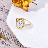 Bague Mlluki Factory en argent sterling 925 plaqué or 14 carats avec pierre précieuse turquoise blanche avancée