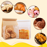 Emballage de pain de qualité alimentaire, sachet plat à fond plat, personnalisable, sac en papier kraft pour boulangerie avec fenêtre transparente