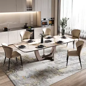 现代大理石顶餐桌套装批发便宜的室内家用家具餐厅现代餐桌