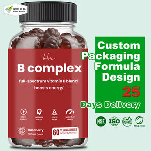 תווית לבנה מותאמת אישית למבוגרים ויטמין B קומפלקס & D3 סוכריות גומי עם פרוביוטיקה ורוסי רוסי - Product Image 1