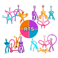 Décompression mignon dessin animé Animal girafe Led magique sensoriel extensible en plastique aspiration Pop Tube Fidget jouet ensembles pour bébé
