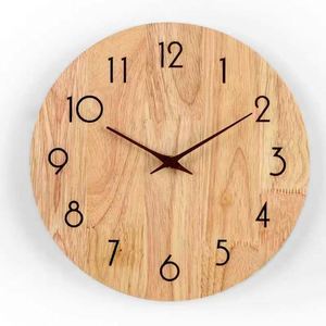 Reloj de Pared Redondo de Madera Decorativo para Sala de Estar, Estilo Nórdico, Silencioso, con Hora Mundial, Simple y Creativo, Decoración para el Hogar - Product Image 1