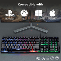 Teclado usb para videojuegos, dispositivo de alta calidad con cable led, rgb, venta al por mayor, muestra gratis de fábrica