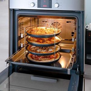 Juego de 4 bandejas antiadherentes para hornear de 28 cm de acero con soporte para horno y bandeja para pizza - Product Image 6