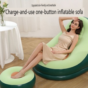 New Avocado <b>Inflatable</b> <b>Sofa</b> Portable PVC Flocking Foldable Recliner Outdoor <b>Sofa</b> Stirrups Combination Can Be Customized - Product Image 2