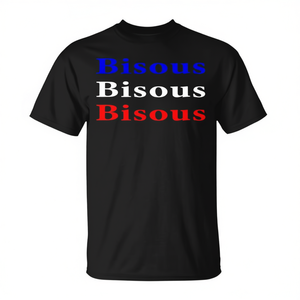 T-shirt unisexe Bisous French Kisses pour la Saint-Valentin, manches courtes, col rond, imprimé en sérigraphie, vêtements promotionnels pour adultes - Product Image 2